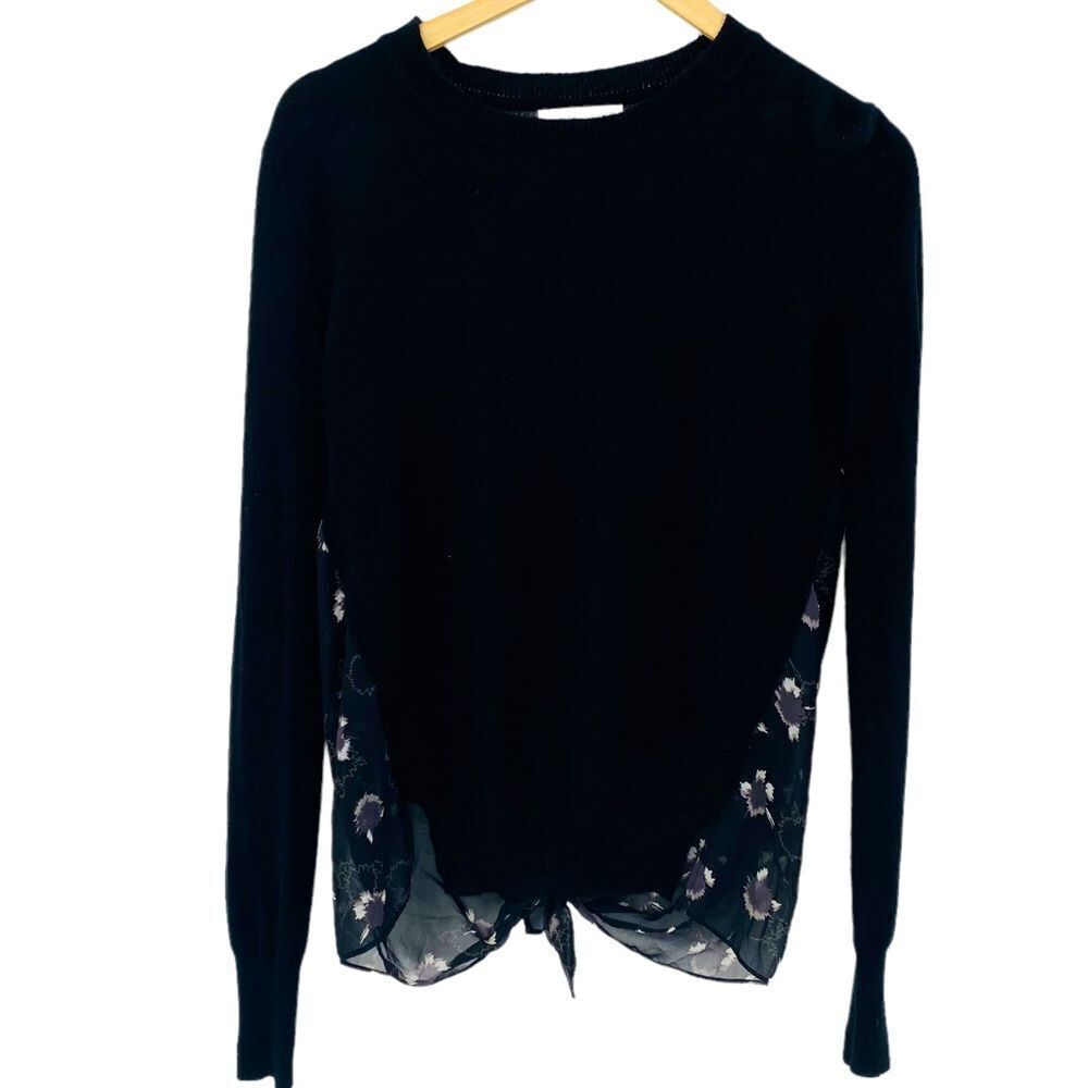Rebecca Minkoff black sweater with sheer floral print back size small